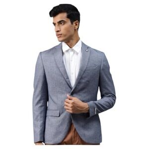 Blackberrys Men Blue Self-Design Slim Fit Single
Breasted Formal Blazer size 40